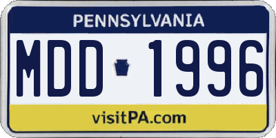 PA license plate MDD1996