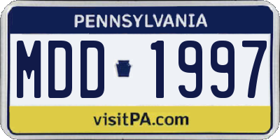 PA license plate MDD1997