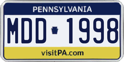 PA license plate MDD1998