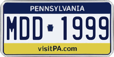 PA license plate MDD1999