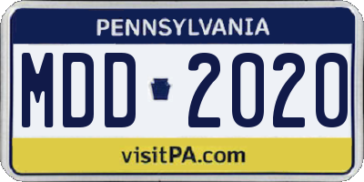 PA license plate MDD2020