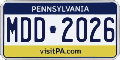 PA license plate MDD2026