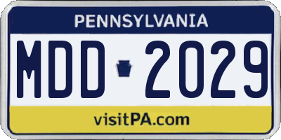 PA license plate MDD2029