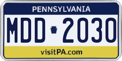 PA license plate MDD2030