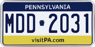 PA license plate MDD2031
