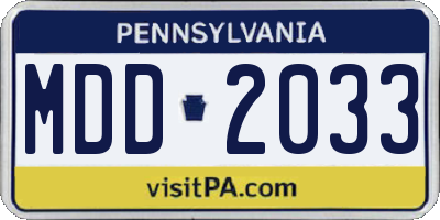 PA license plate MDD2033