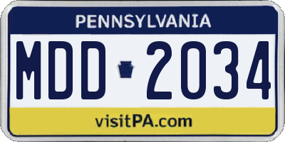 PA license plate MDD2034