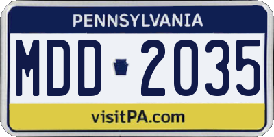 PA license plate MDD2035