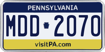 PA license plate MDD2070