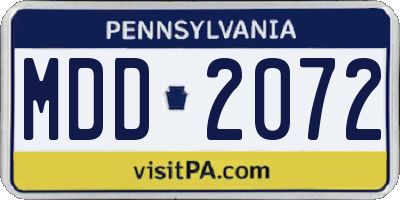 PA license plate MDD2072