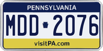 PA license plate MDD2076