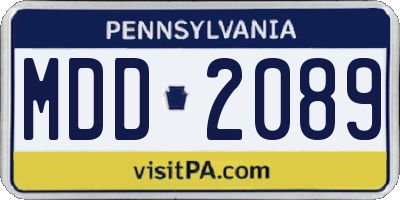 PA license plate MDD2089