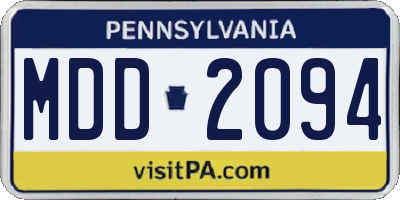 PA license plate MDD2094