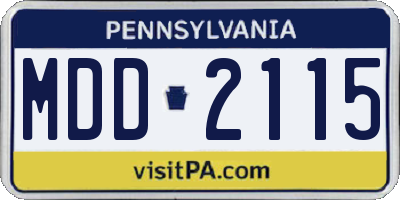 PA license plate MDD2115
