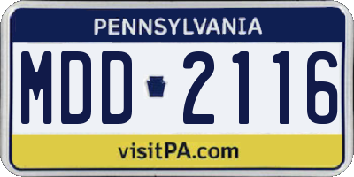 PA license plate MDD2116