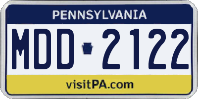 PA license plate MDD2122