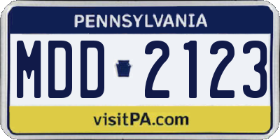 PA license plate MDD2123