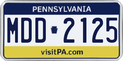 PA license plate MDD2125