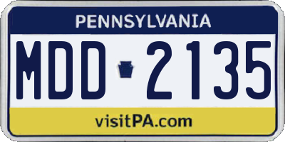 PA license plate MDD2135