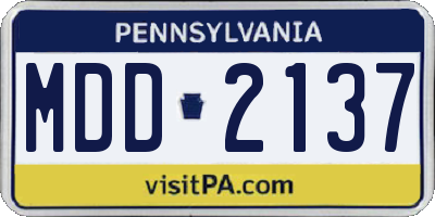 PA license plate MDD2137