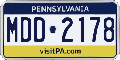 PA license plate MDD2178