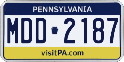 PA license plate MDD2187