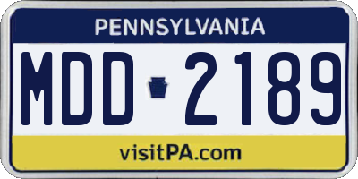 PA license plate MDD2189