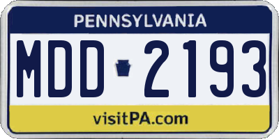 PA license plate MDD2193