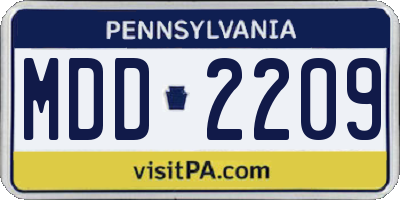 PA license plate MDD2209
