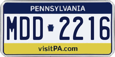 PA license plate MDD2216