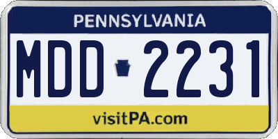 PA license plate MDD2231