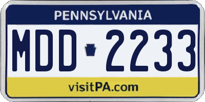 PA license plate MDD2233