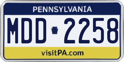 PA license plate MDD2258