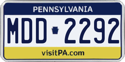 PA license plate MDD2292