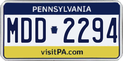 PA license plate MDD2294