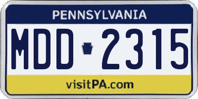 PA license plate MDD2315