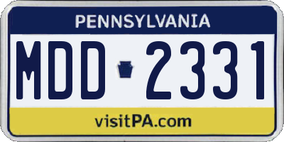 PA license plate MDD2331