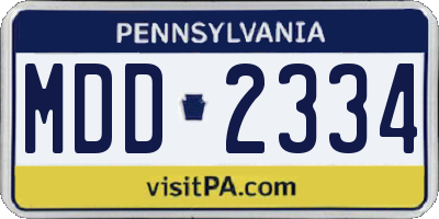 PA license plate MDD2334