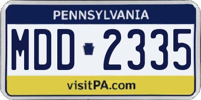 PA license plate MDD2335