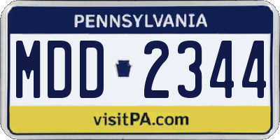 PA license plate MDD2344