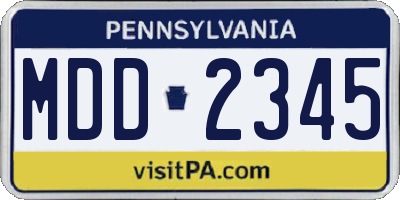 PA license plate MDD2345