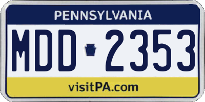 PA license plate MDD2353