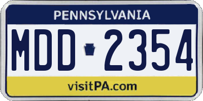PA license plate MDD2354