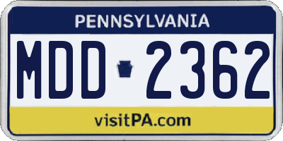 PA license plate MDD2362