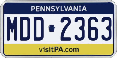PA license plate MDD2363