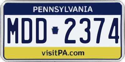 PA license plate MDD2374