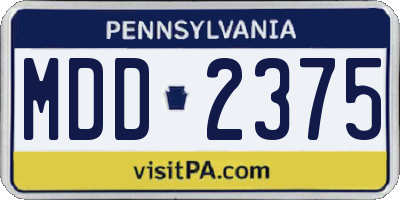 PA license plate MDD2375