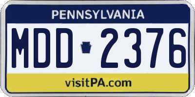 PA license plate MDD2376