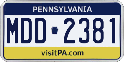 PA license plate MDD2381