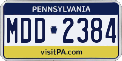 PA license plate MDD2384